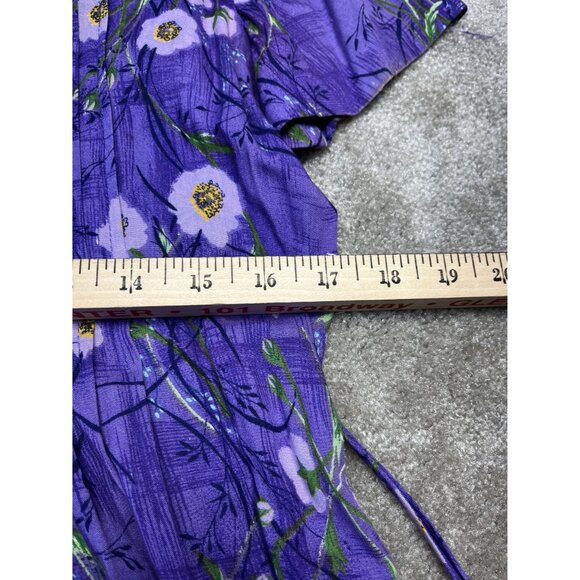 Vintage J.B.S. Ltd.‎ Purple Floral Maxi Dress Sz 10 with beaded necklace - Picture 4 of 7